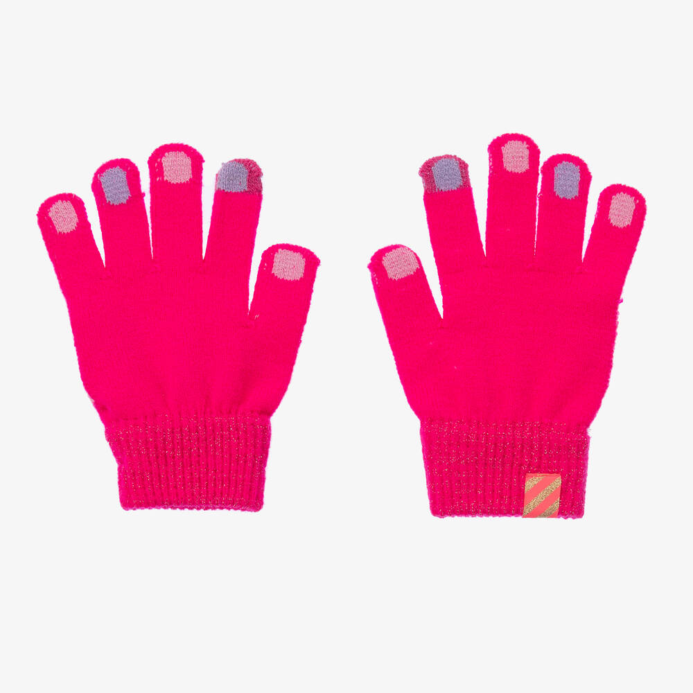 Billieblush - Неоново-розовые перчатки с сердечками | Childrensalon