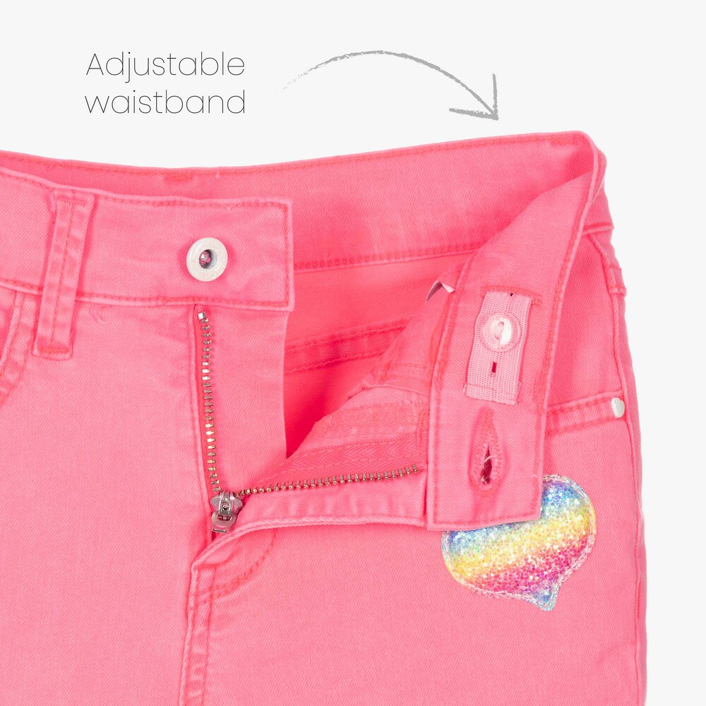 Billieblush Girls Neon Pink Heart Jeans Childrensalon Outlet