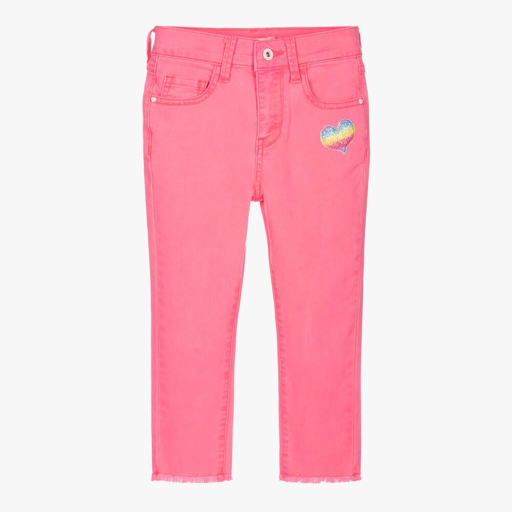 Billieblush - Неоново-розовые джинсы с сердечком для девочек | Childrensalon