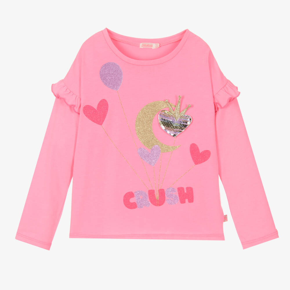 Billieblush - Haut rose fluo à cœurs Fille | Childrensalon