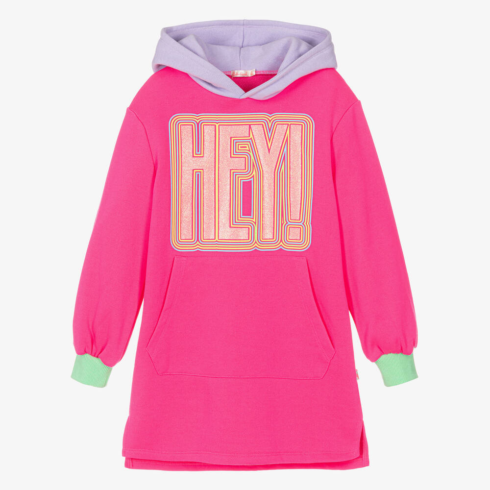 Billieblush - Girls Neon Pink Hooded Dress  | Childrensalon