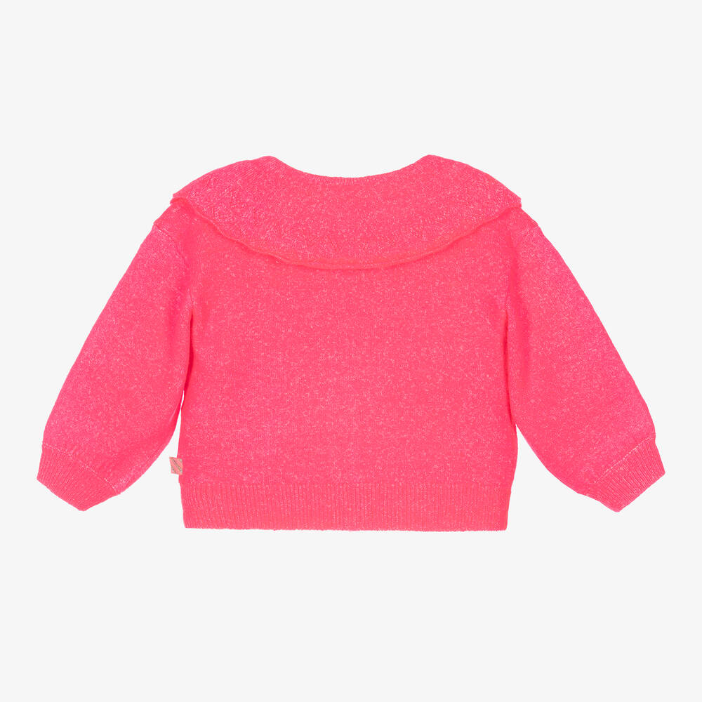 Billieblush-Girls Neon Pink Knitted Heart Cardigan | Childrensalon Outlet