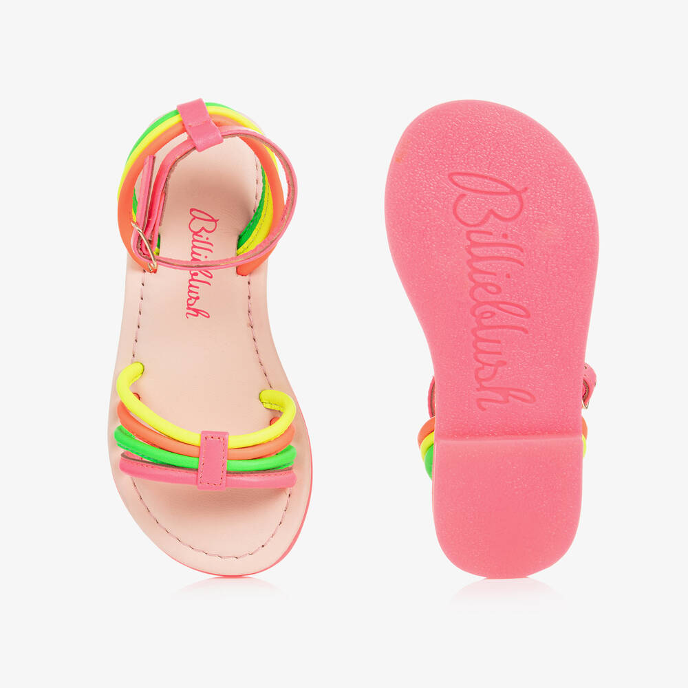 Billieblush Girls Neon Pink Leather Sandals Childrensalon Outlet