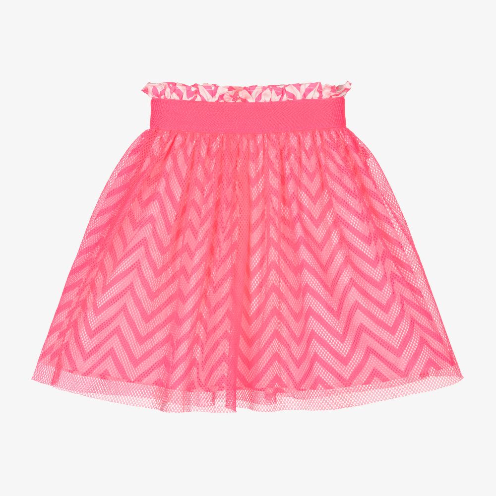 Billieblush - Girls Neon Pink Mesh Skirt | Childrensalon