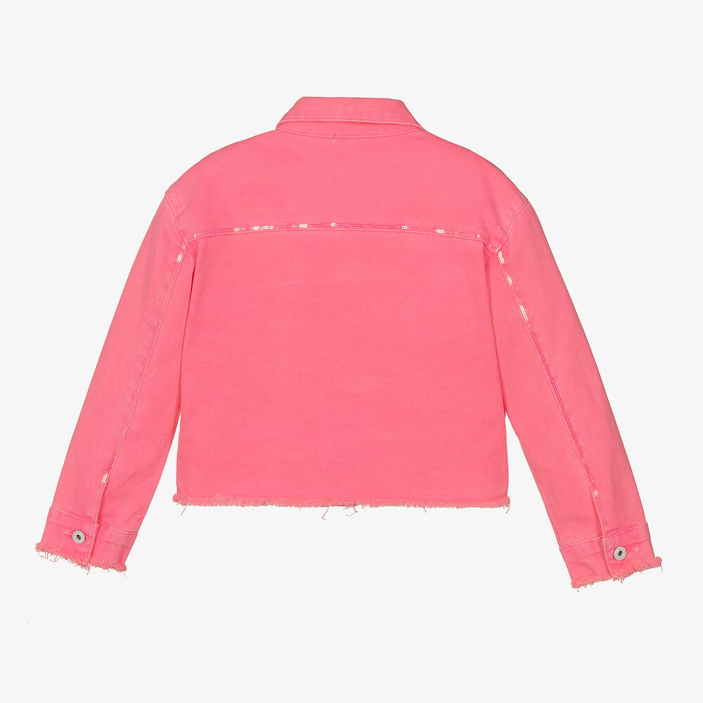 Billieblush - Girls Neon Pink Sequin Twill Jacket | Childrensalon Outlet