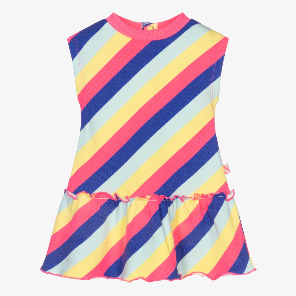 Billieblush - Neonpink gestreiftes Kleid (M) | Childrensalon