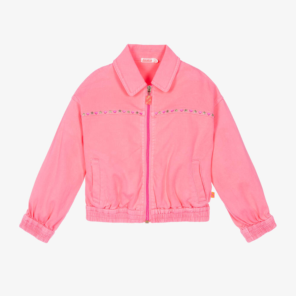 Billieblush-Girls Neon Pink Studded Bomber Jacket | Childrensalon Outlet