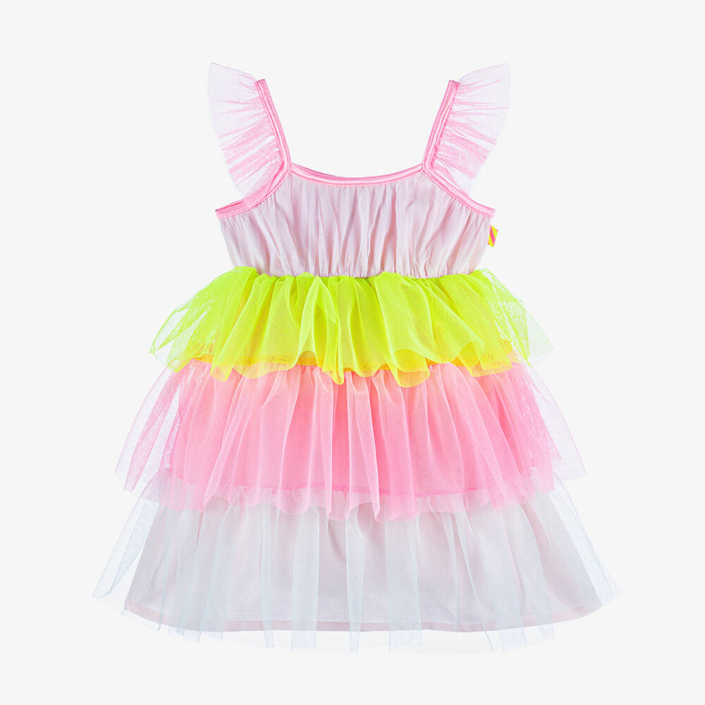 Billieblush-Girls Neon Pink Tiered Tulle Dress | Childrensalon Outlet