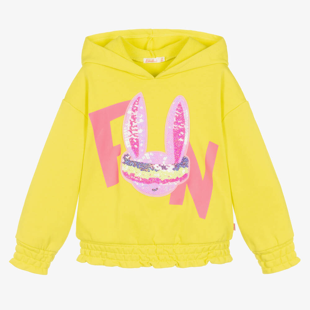 Billieblush - Girls Neon Yellow Cotton Fun Hoodie | Childrensalon