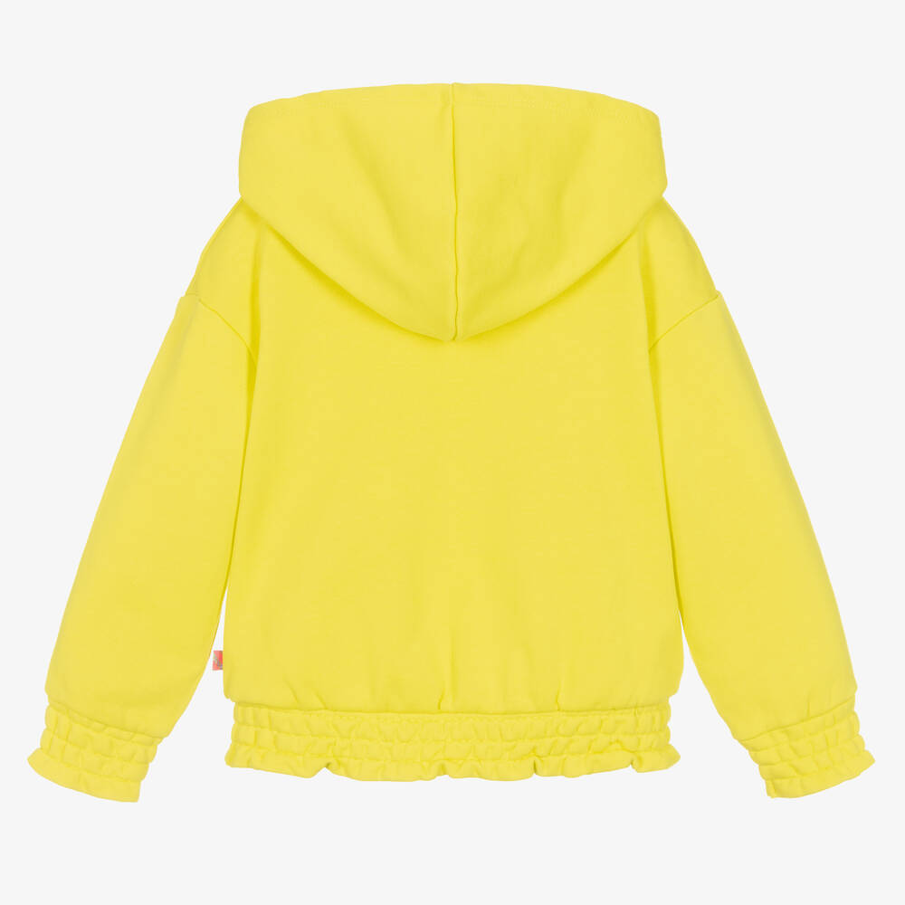 Billieblush Girls Neon Yellow Cotton Fun Hoodie Childrensalon Outlet