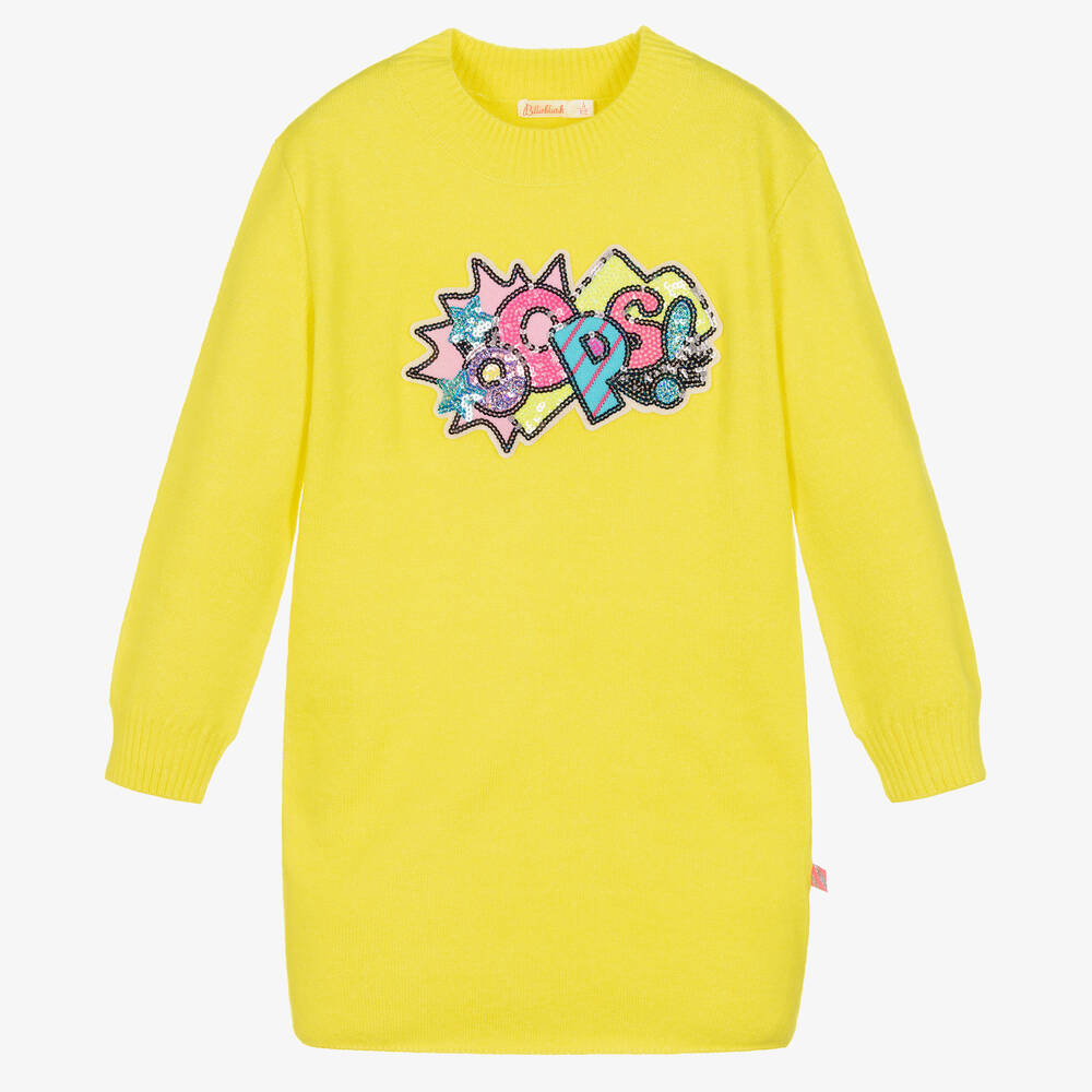 Billieblush - Girls Neon Yellow Knitted Dress | Childrensalon
