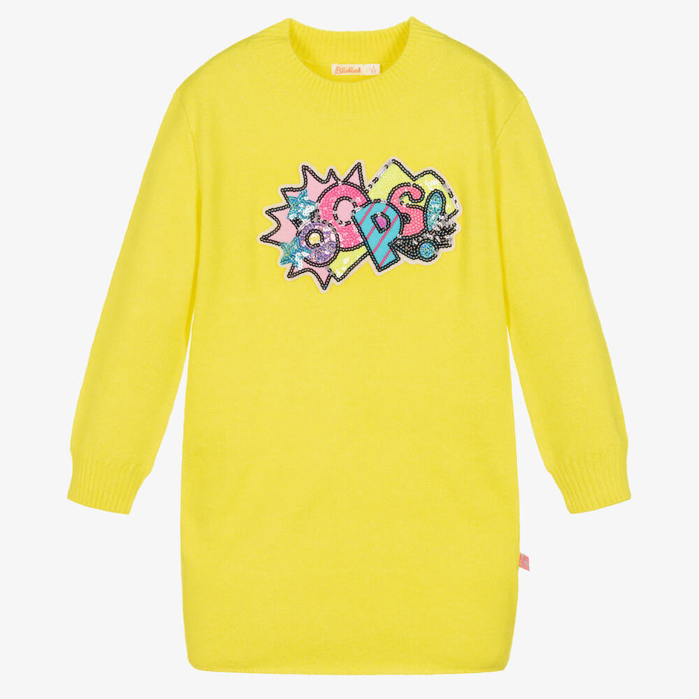 Billieblush-Girls Neon Yellow Knitted Dress | Childrensalon Outlet