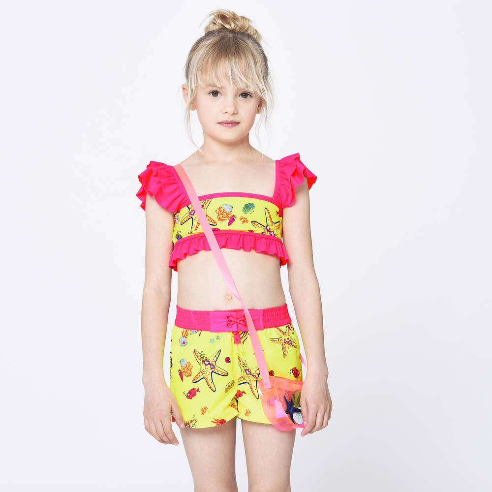 Billieblush-Girls Neon Yellow Swim Shorts | Childrensalon Outlet