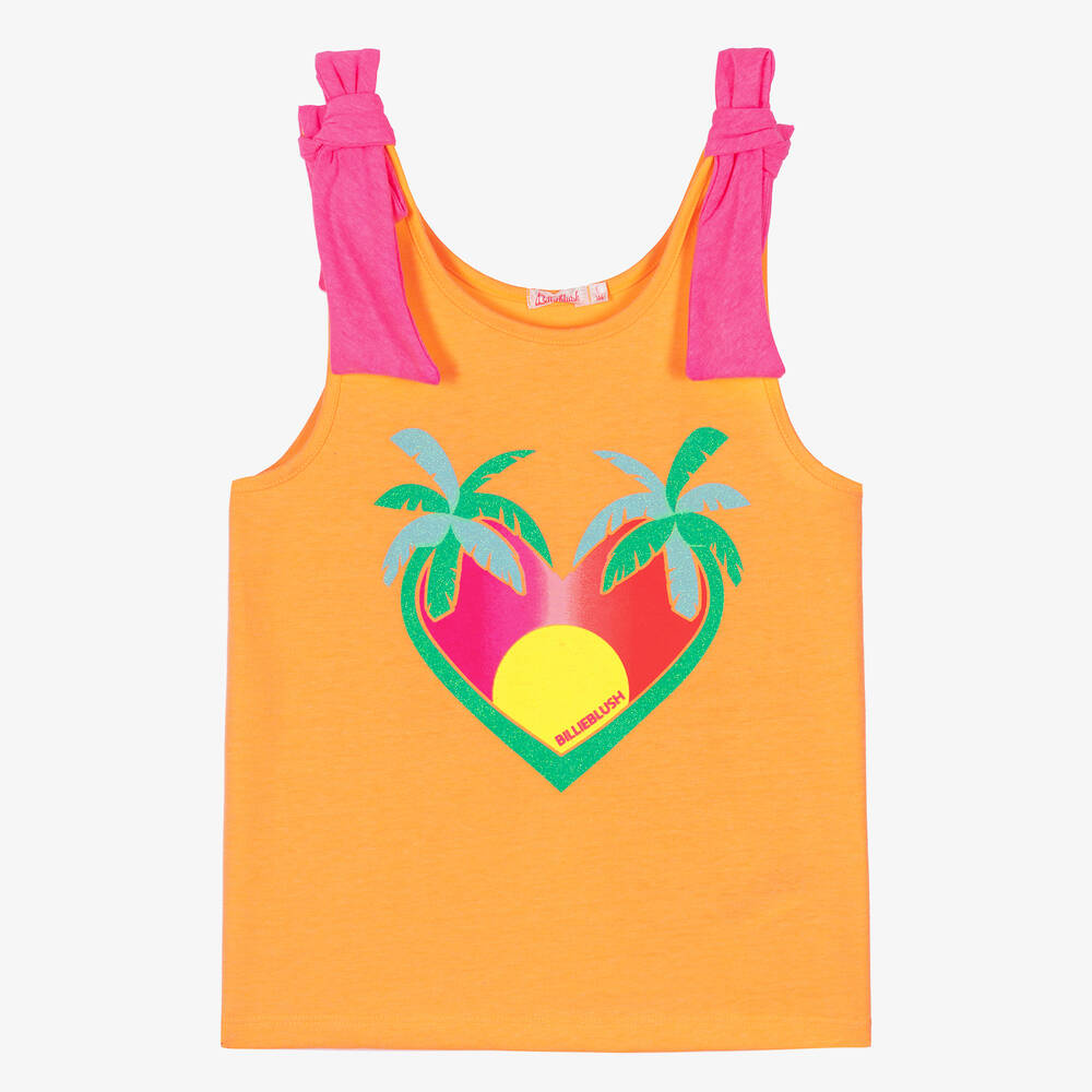 Billieblush - Оранжевая футболка из джерси с пальмами | Childrensalon