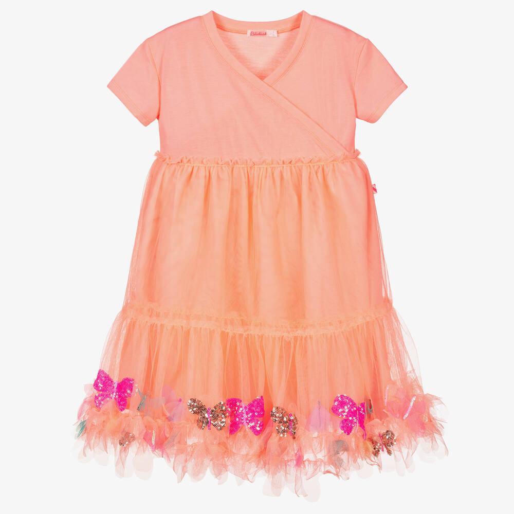 Billieblush - Оранжевое платье из тюля с бабочками | Childrensalon