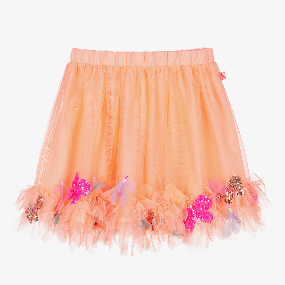 Billieblush - Jupe tulle orange à papillons fille | Childrensalon