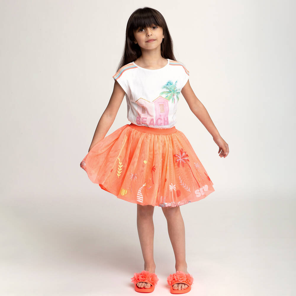 Billieblush - Girls Orange Tulle Skirt | Childrensalon Outlet