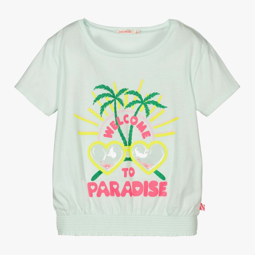 Billieblush-Girls Pale Blue Cotton T-Shirt | Childrensalon Outlet