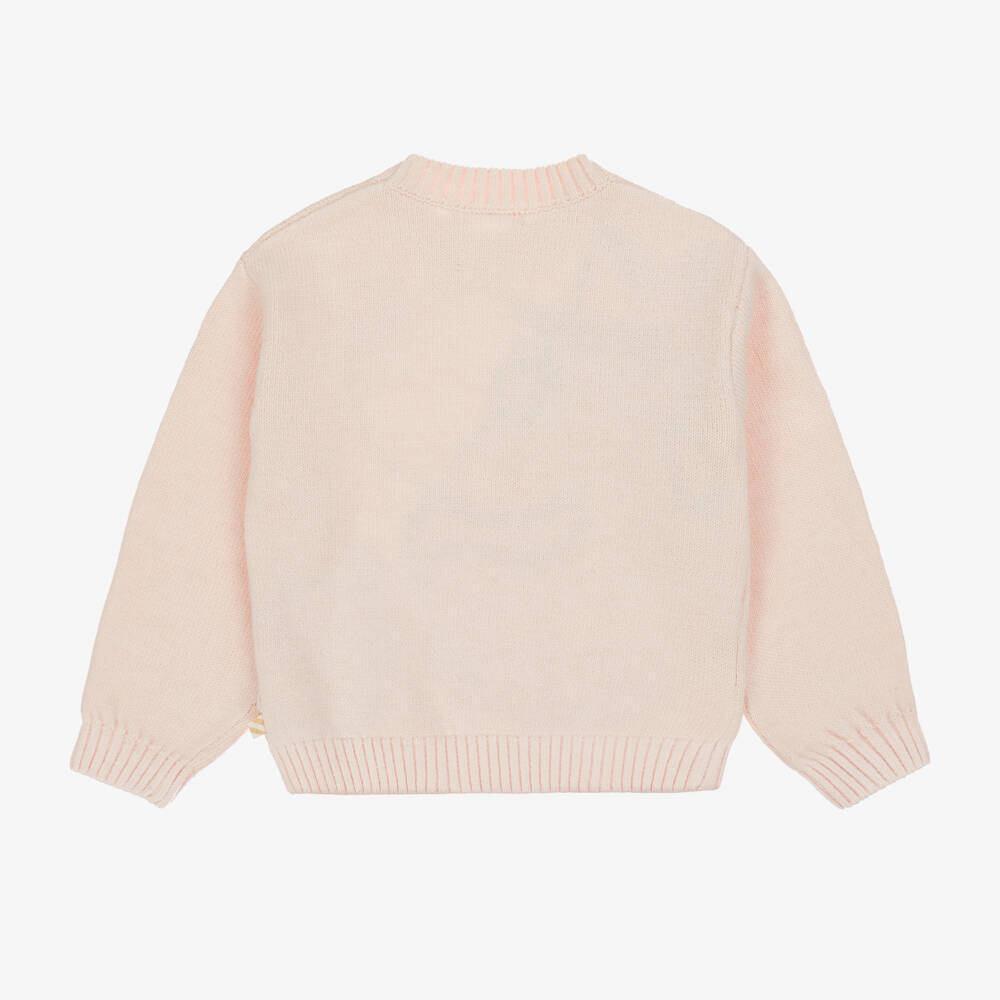 Billieblush-Girls Pale Pink Cat Sweater with Festive Baubles | Childrensalon Outlet
