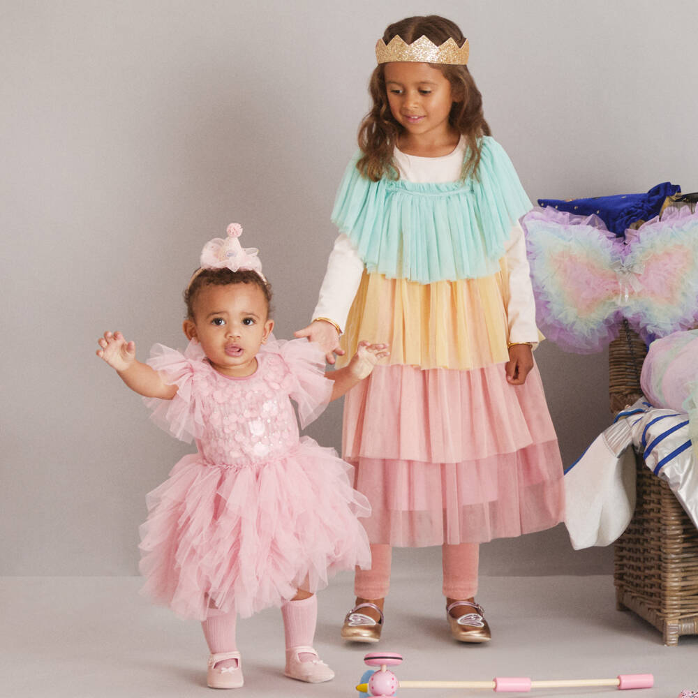 Billieblush-Girls Pale Pink Cotton Jersey Sequin Top | Childrensalon Outlet