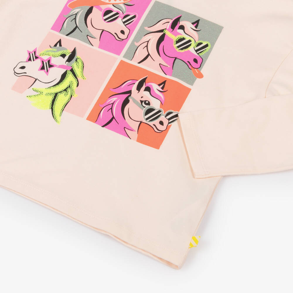 Billieblush-Girls Pale Pink Cotton Pony Top | Childrensalon Outlet