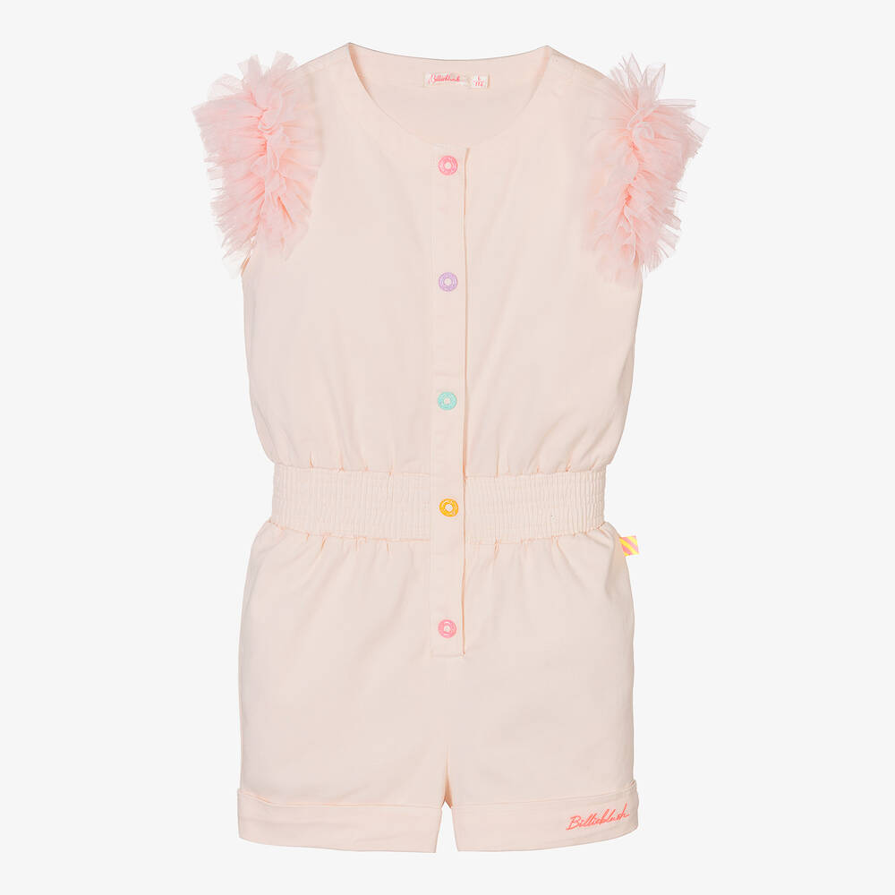 Billieblush-Girls Pale Pink Cotton & Tulle Playsuit | Childrensalon Outlet
