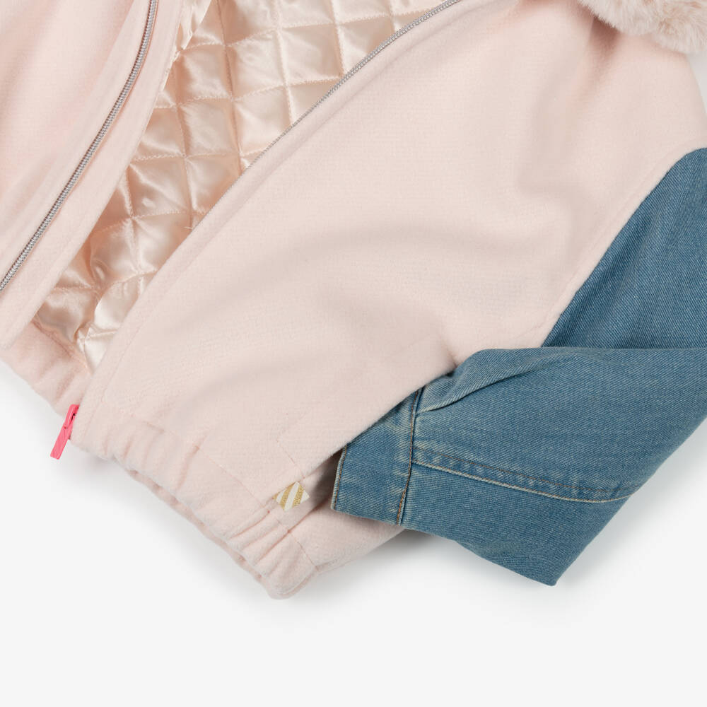 Billieblush-Girls Pale Pink Denim Sleeve Bomber Jacket | Childrensalon Outlet