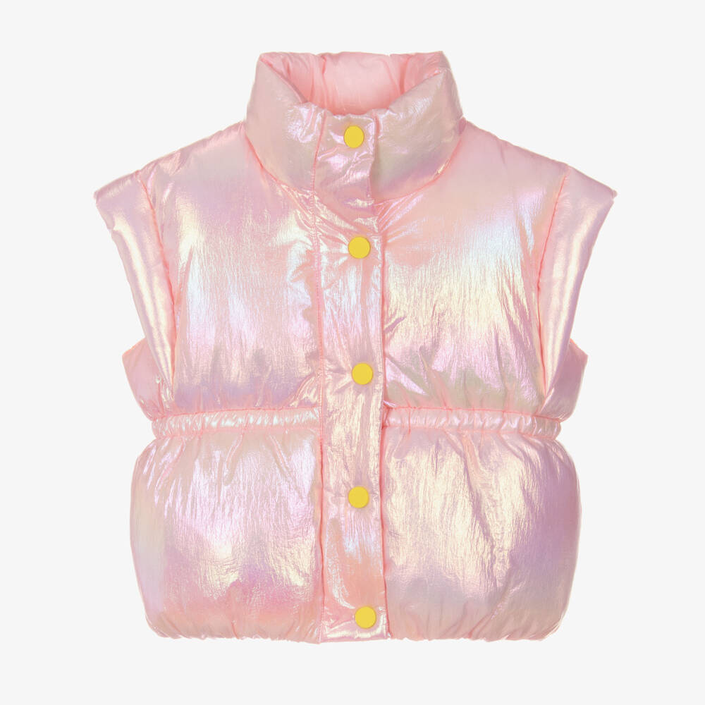 Billieblush-Girls Pale Pink Iridescent Puffer Gilet | Childrensalon Outlet