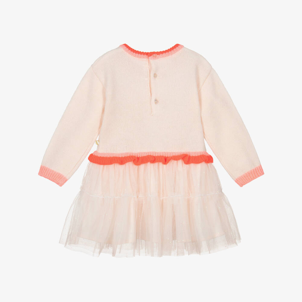Billieblush-Girls Pale Pink Knitted & Tulle Dress with Sequins | Childrensalon Outlet