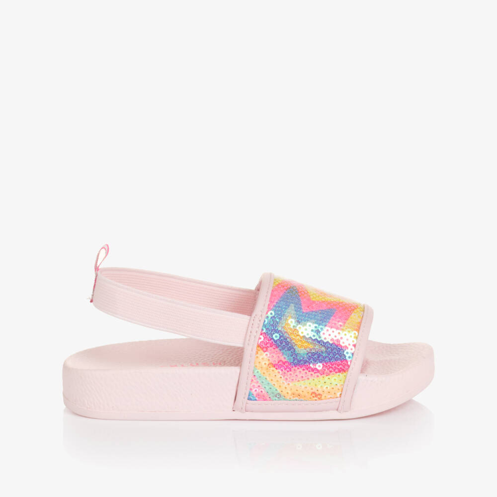 Billieblush-Girls Pale Pink Sliders with Sequin Star Embellishment | Childrensalon Outlet
