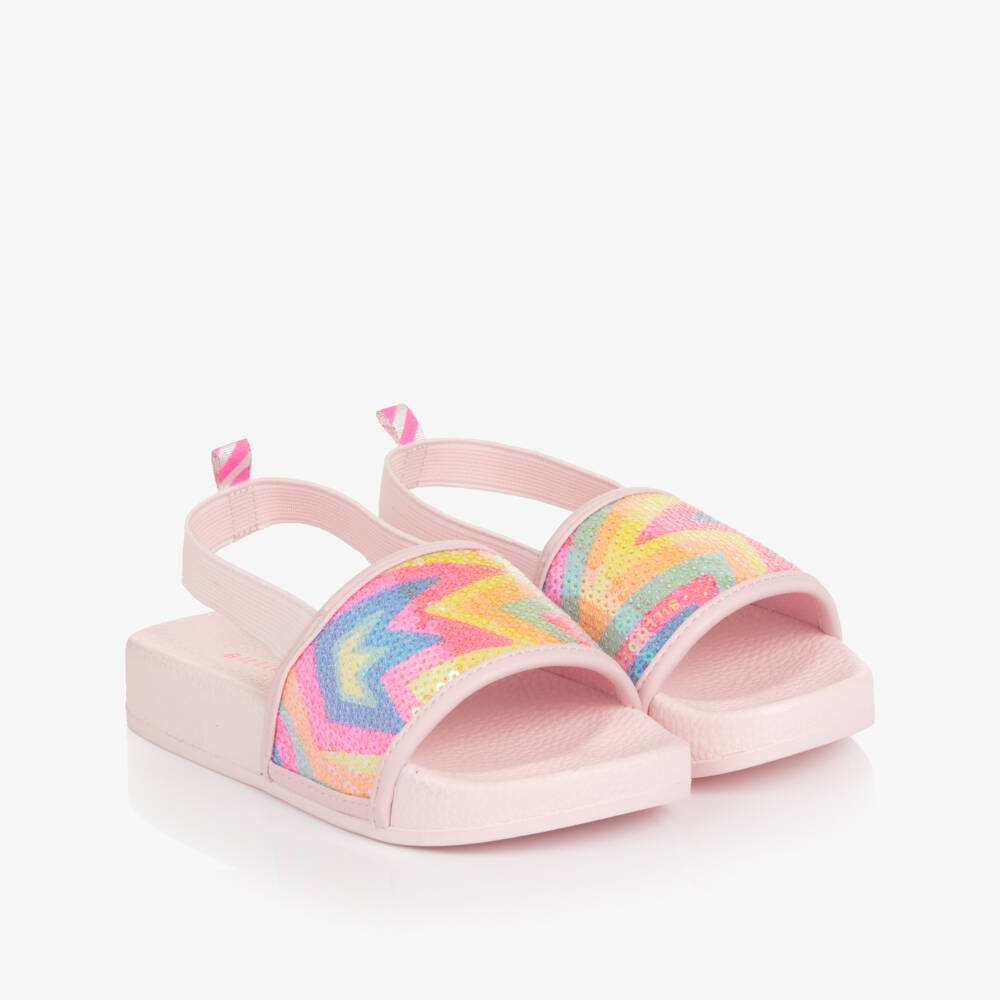 Billieblush-Girls Pale Pink Sliders with Sequin Star Embellishment | Childrensalon Outlet