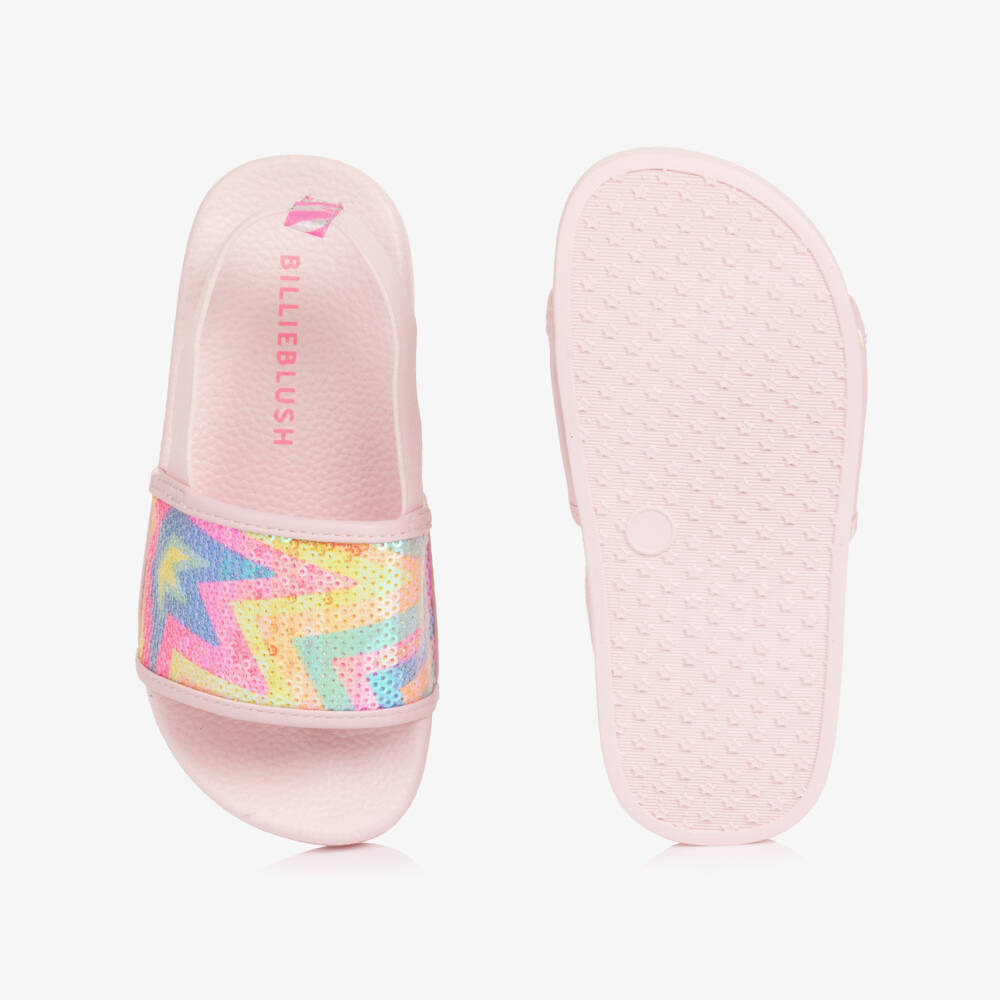 Billieblush-Girls Pale Pink Sliders with Sequin Star Embellishment | Childrensalon Outlet
