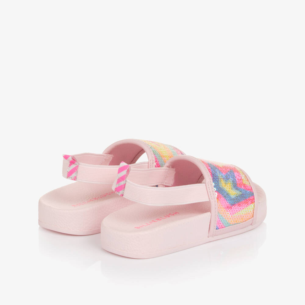 Billieblush-Girls Pale Pink Sliders with Sequin Star Embellishment | Childrensalon Outlet