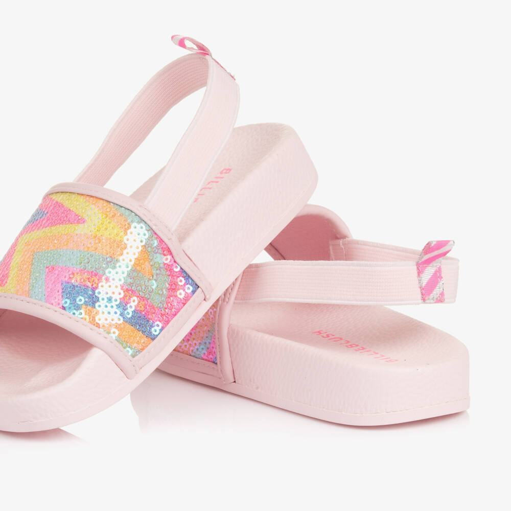 Billieblush-Girls Pale Pink Sliders with Sequin Star Embellishment | Childrensalon Outlet