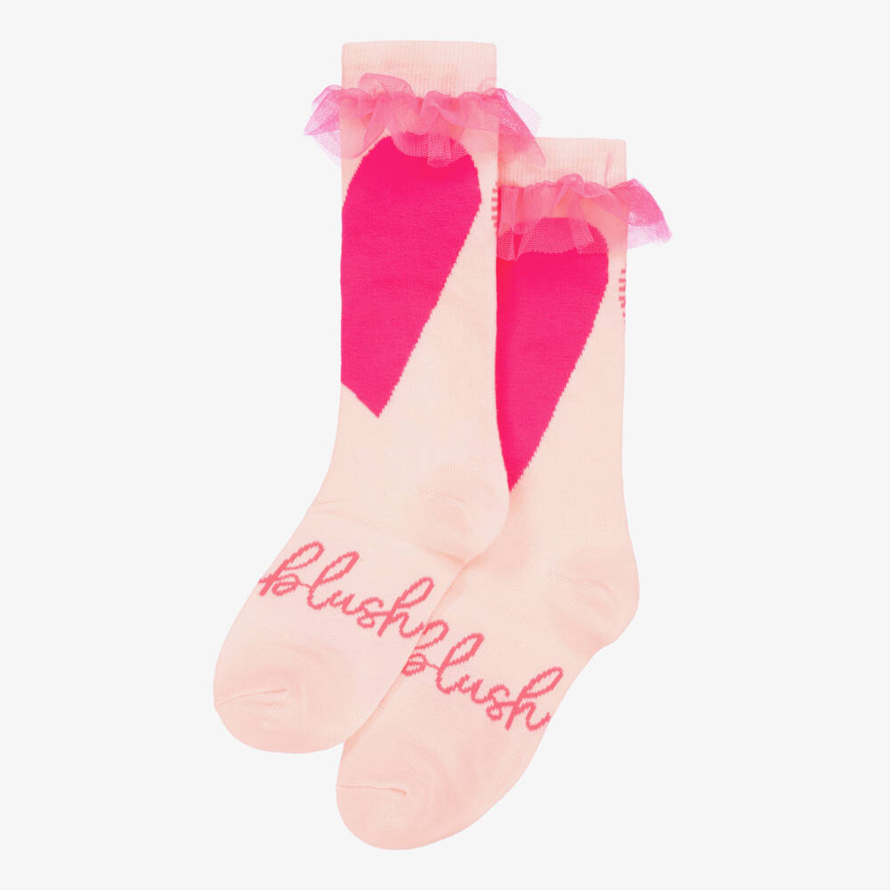 Billieblush-جوارب تول وردية فاتحة للبنات مزينة بقلوب | Childrensalon Outlet