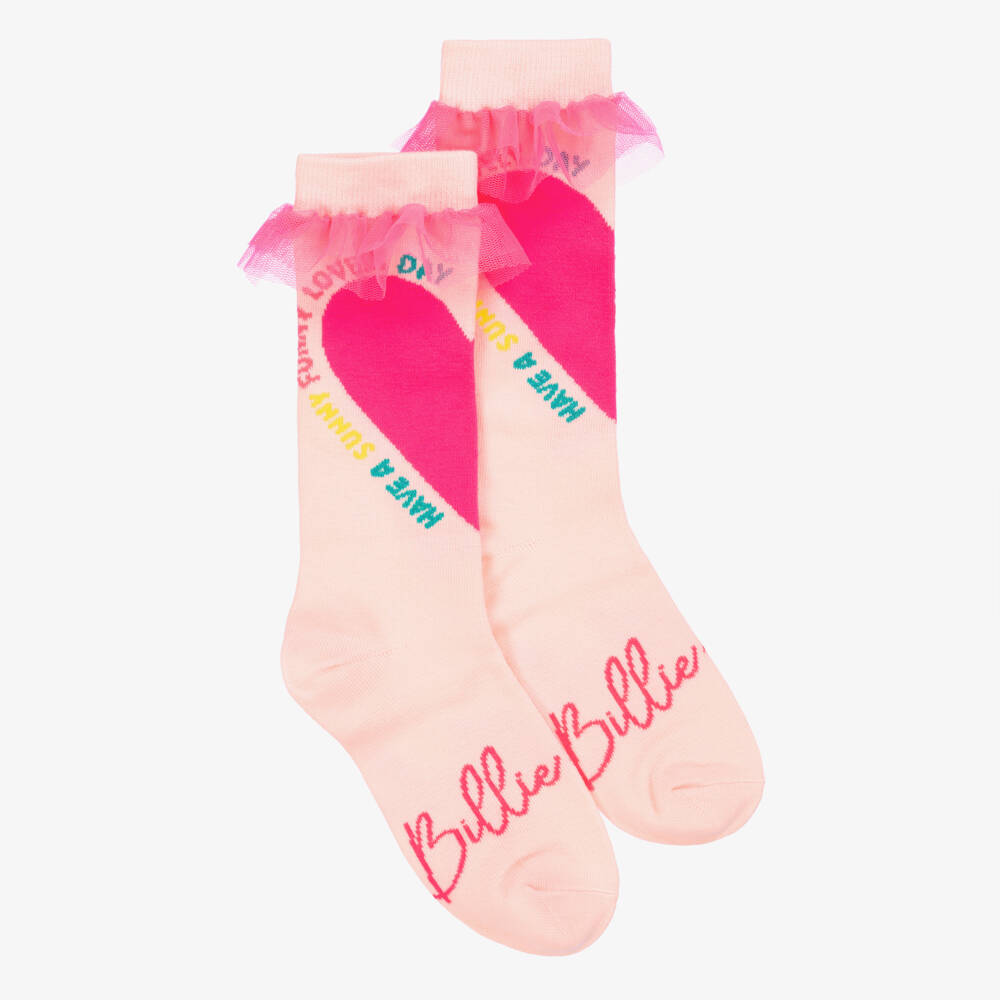 Billieblush-Girls Pastel Pink Tulle Heart Socks | Childrensalon Outlet