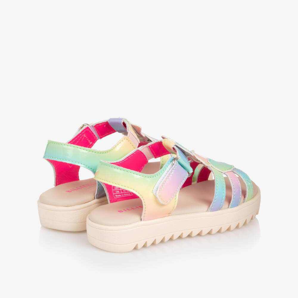 Billieblush-Girls Pastel Rainbow Patent Faux Leather Sandals | Childrensalon Outlet