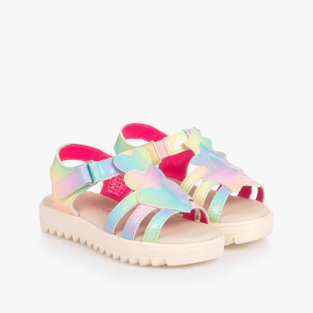 Billieblush-Girls Pastel Rainbow Patent Faux Leather Sandals | Childrensalon Outlet