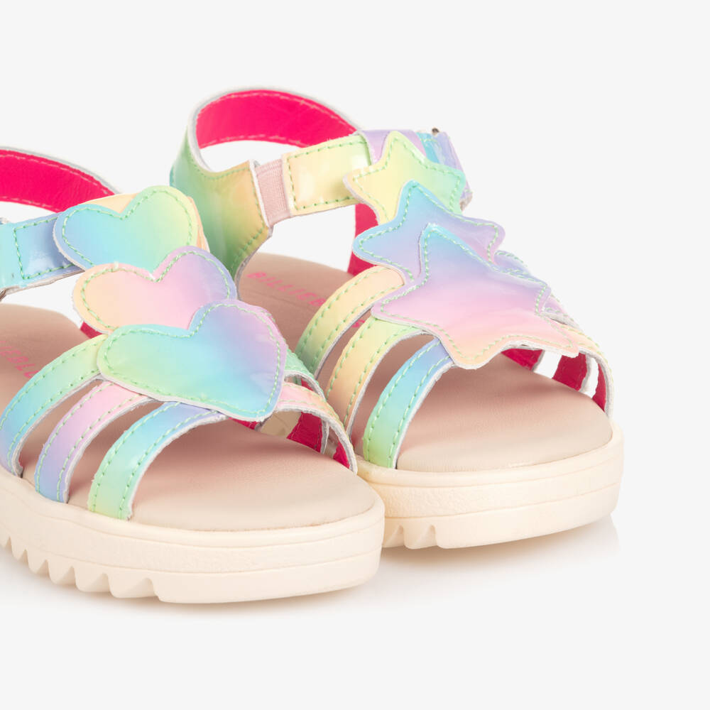 Billieblush-Girls Pastel Rainbow Patent Faux Leather Sandals | Childrensalon Outlet