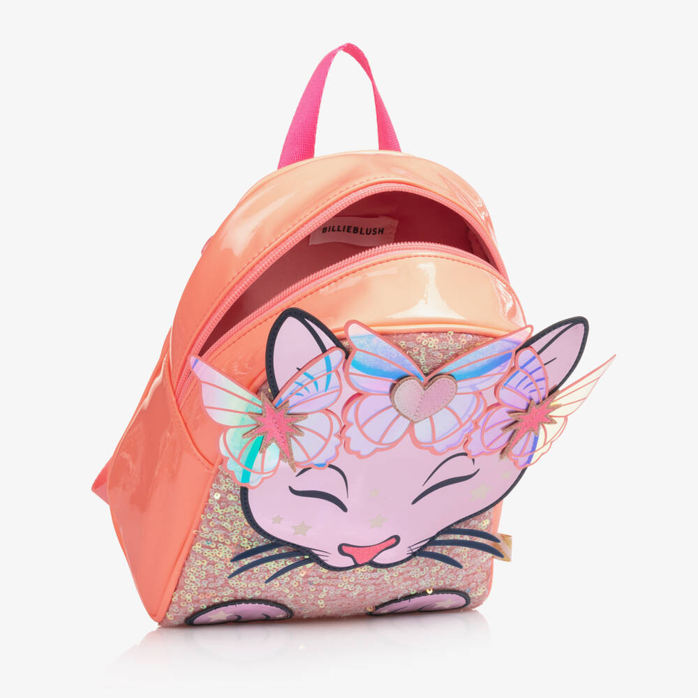 Billieblush-Girls Peach Pink Cat Mini Backpack (22cm) | Childrensalon Outlet