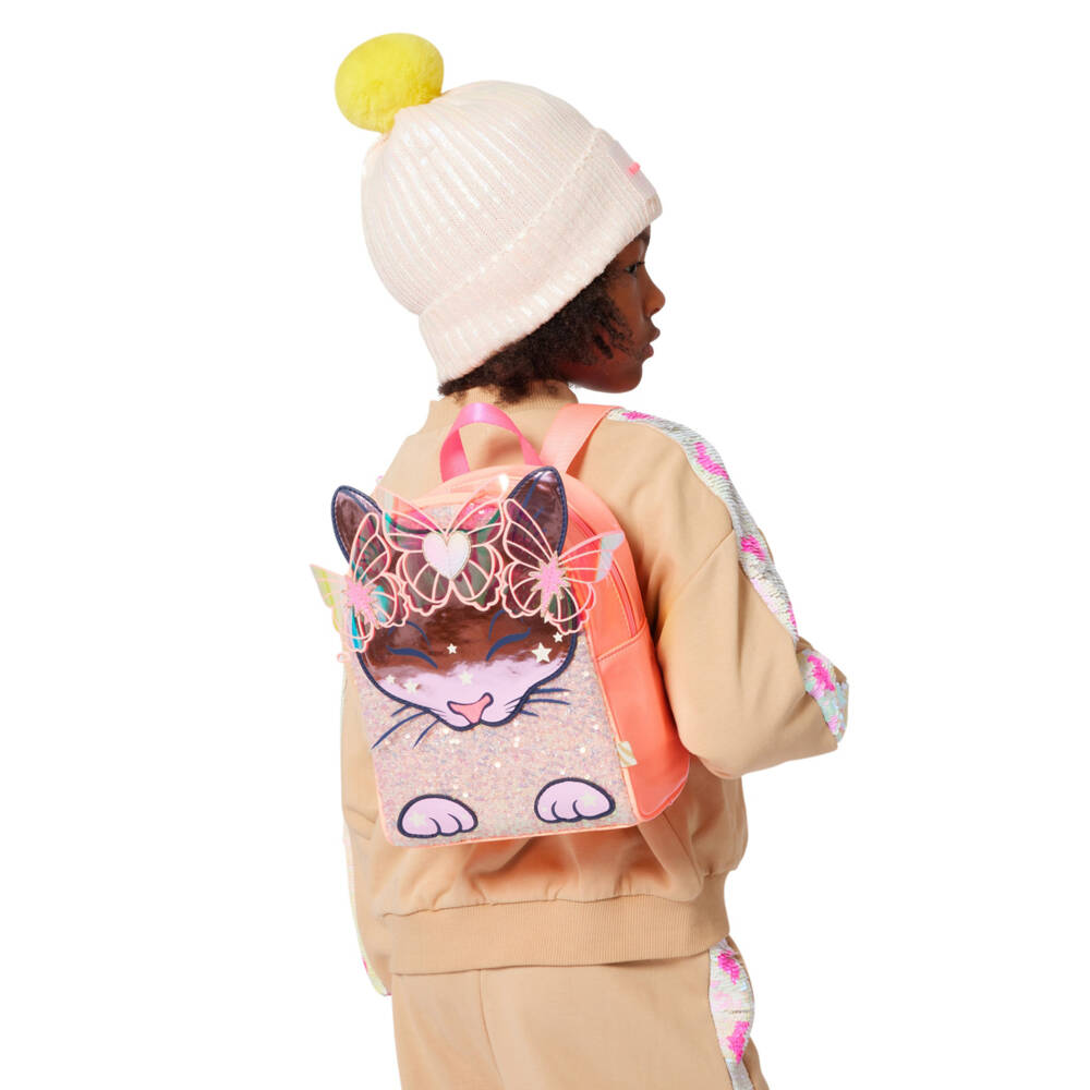 Billieblush-Girls Peach Pink Cat Mini Backpack (22cm) | Childrensalon Outlet