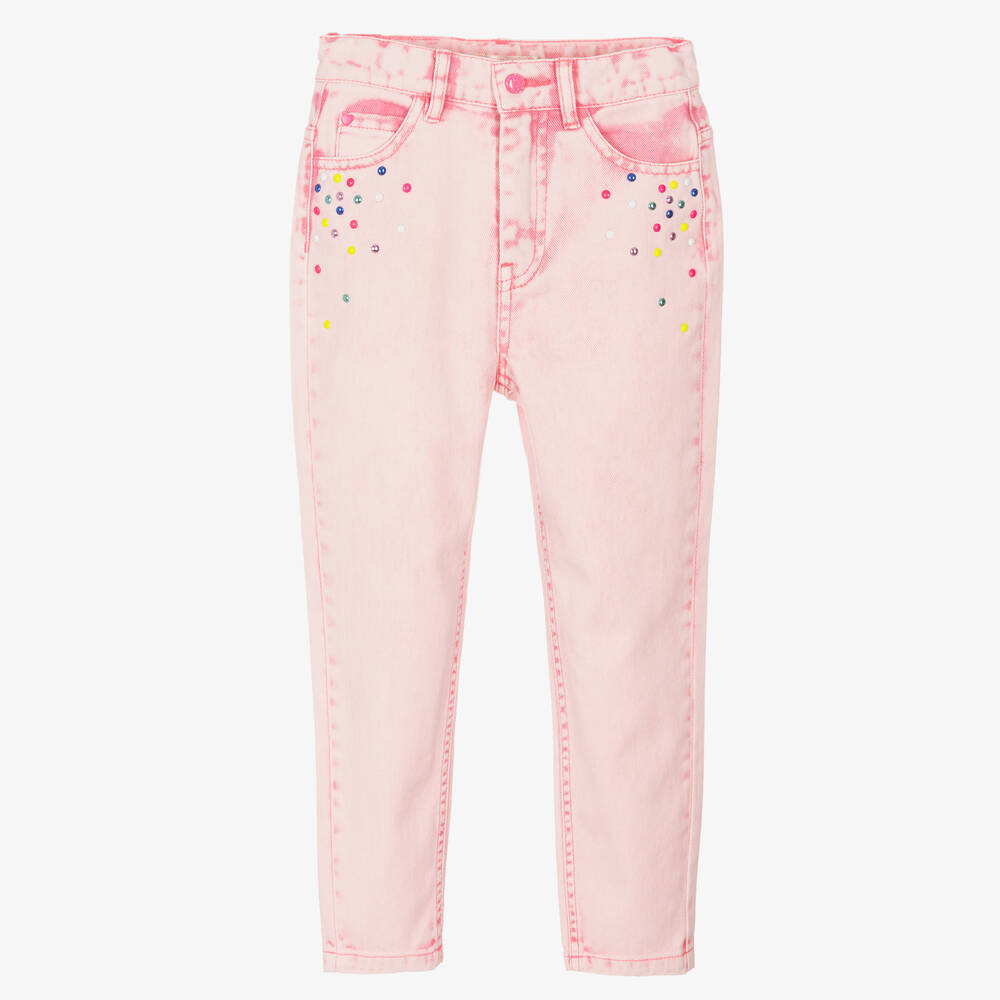 Billieblush - Girls Pink Acid Wash Jeans | Childrensalon