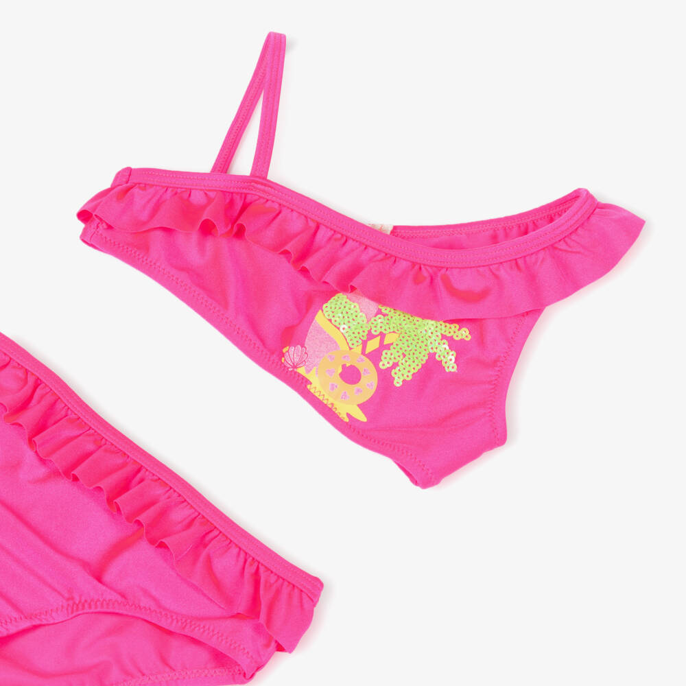 Billieblush-Girls Pink Asymmetric Ruffle Bikini | Childrensalon Outlet