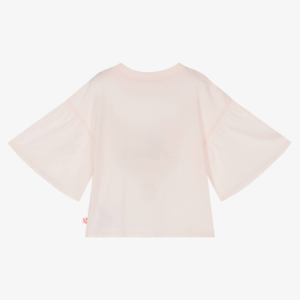 Billieblush-Розовая хлопковая футболка с сердцем из бисера | Childrensalon Outlet