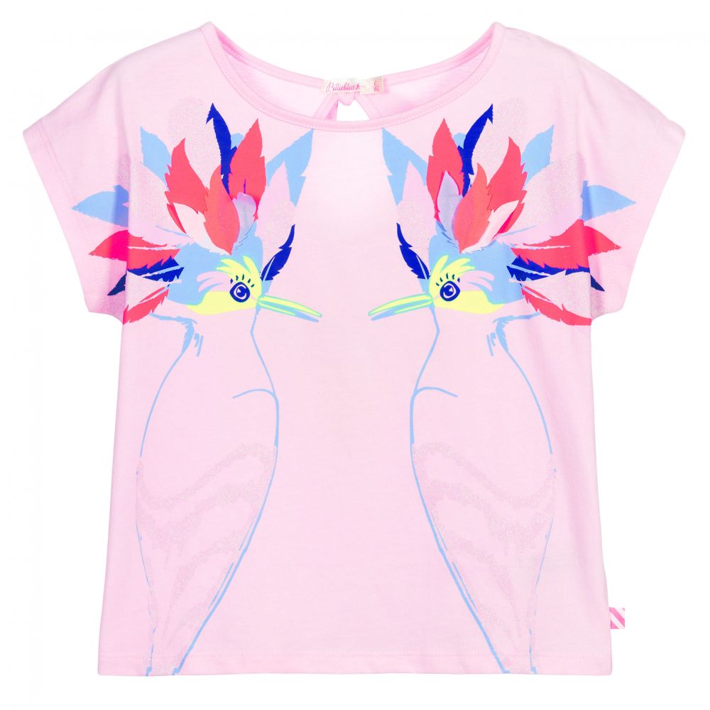 Billieblush - Розовая футболка с птицами для девочек | Childrensalon