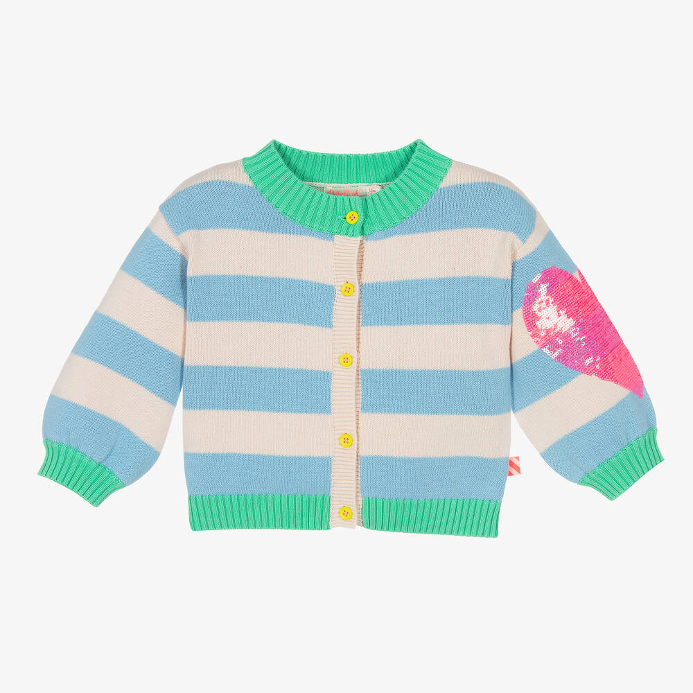 Billieblush - Girls Pink & Blue Stripe Cardigan | Childrensalon
