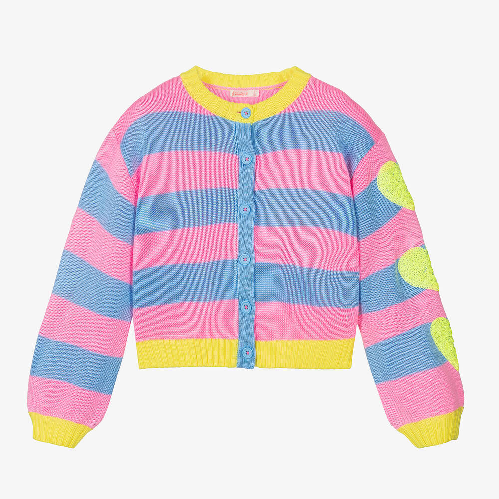 Billieblush - Girls Pink & Blue Striped Cardigan | Childrensalon