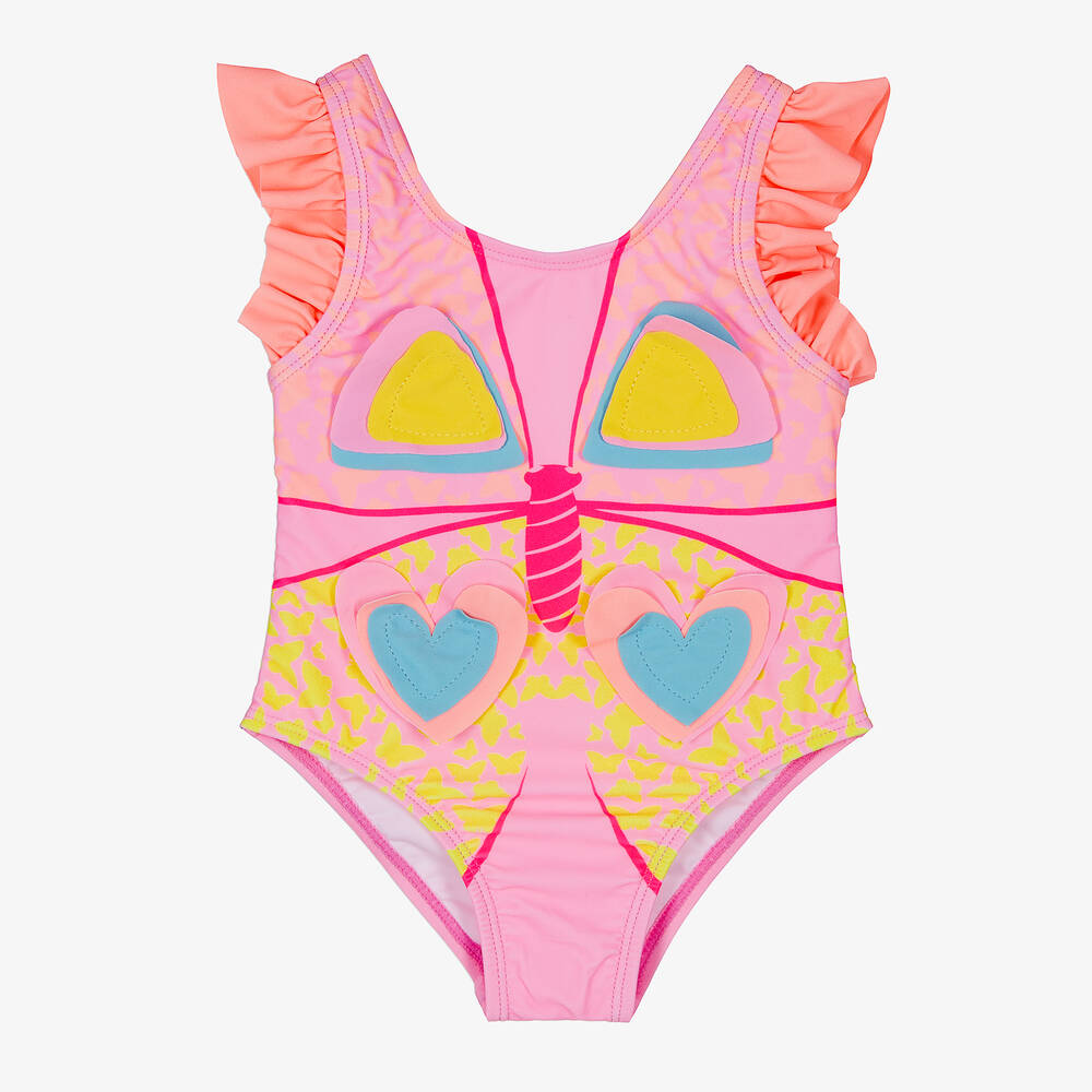 Maillot de bain rose papillon fille