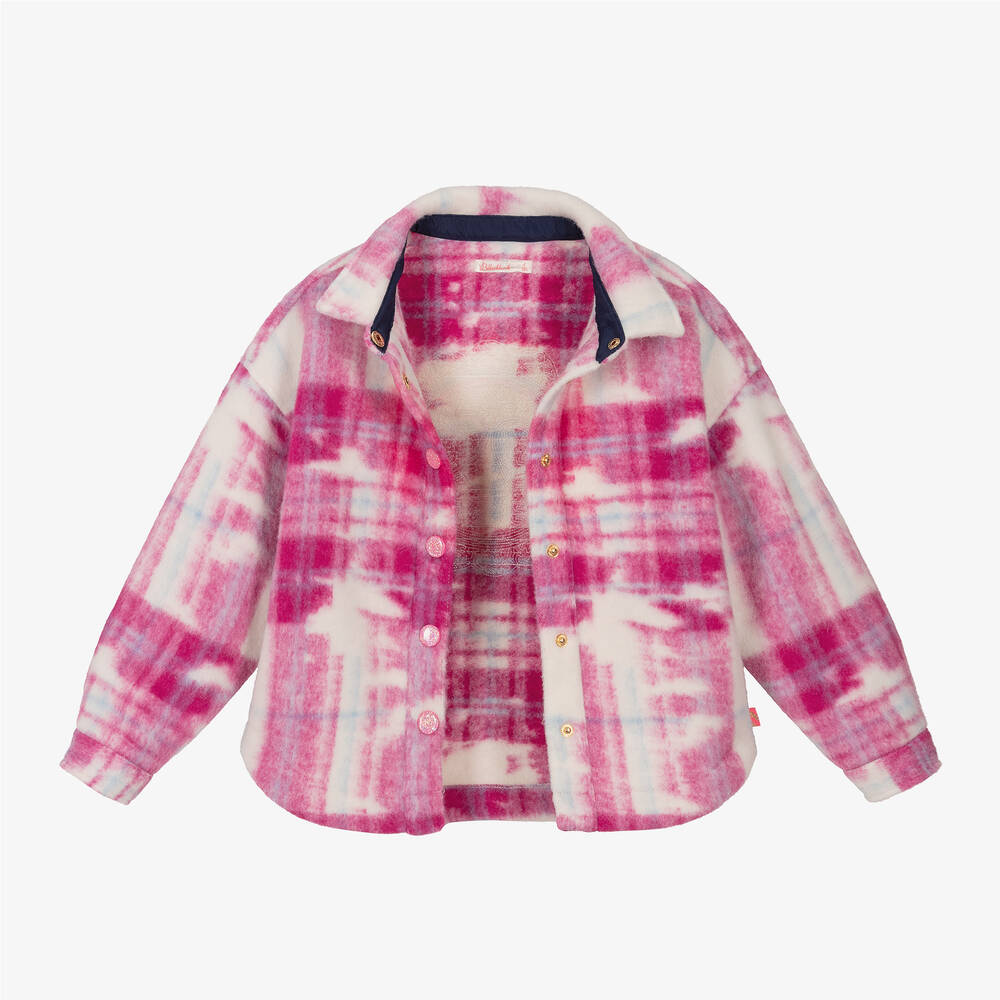 Billieblush-Girls Pink Check Shacket | Childrensalon Outlet