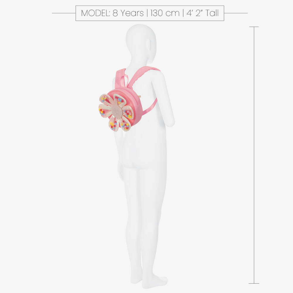 Billieblush-Girls Pink Circular Mesh Flower Backpack (20cm) | Childrensalon Outlet